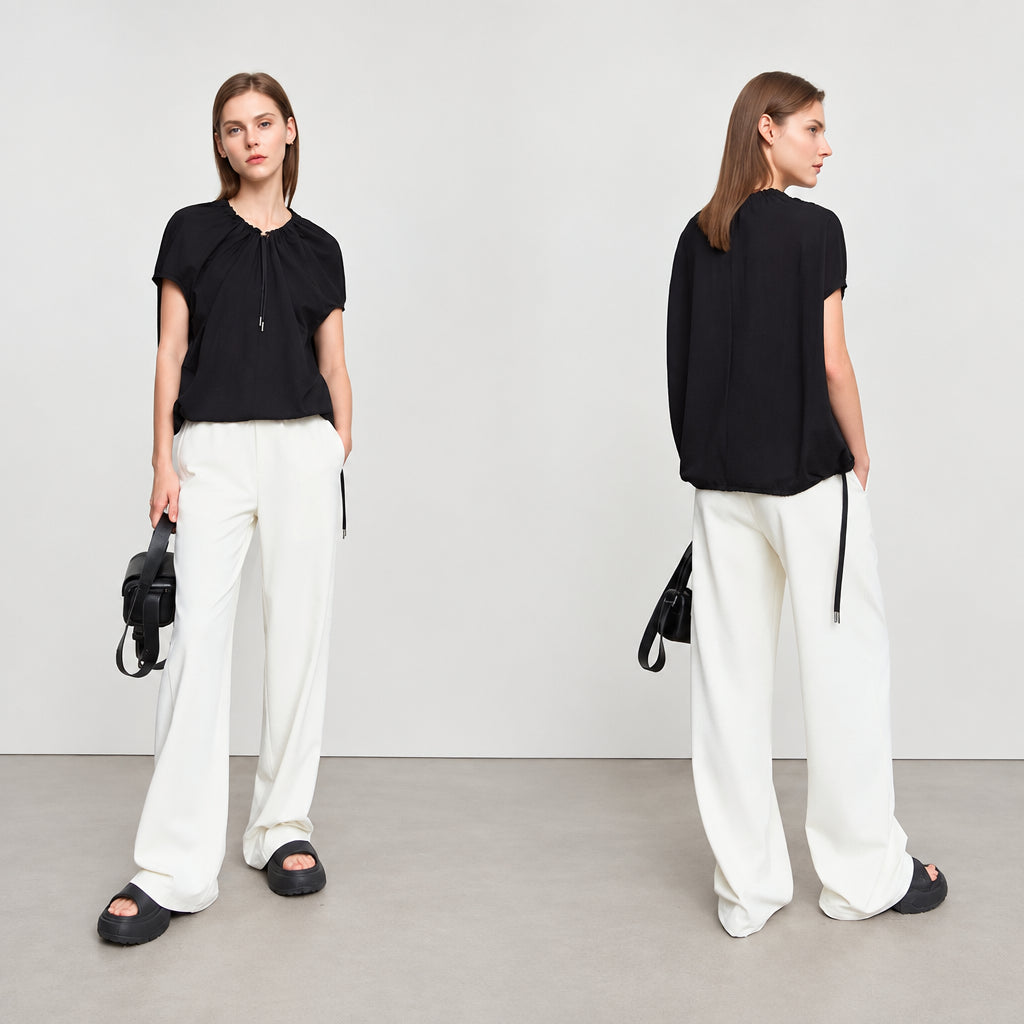 Women's Loose Cotton T-Shirt - Minimalist Summer Raglan Top