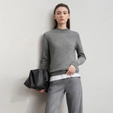 Women's Wool Semi-Turtleneck Sweater - Casual Autumn Pullover