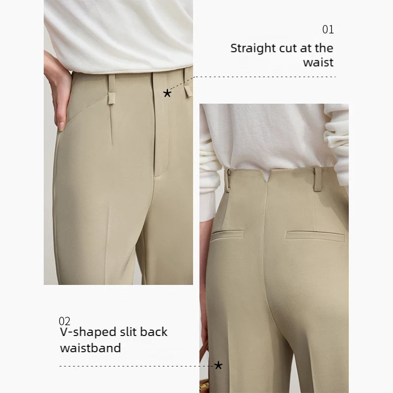 Women's Straight Leg Minimalist Office Pants - Versatile Solid Trousers