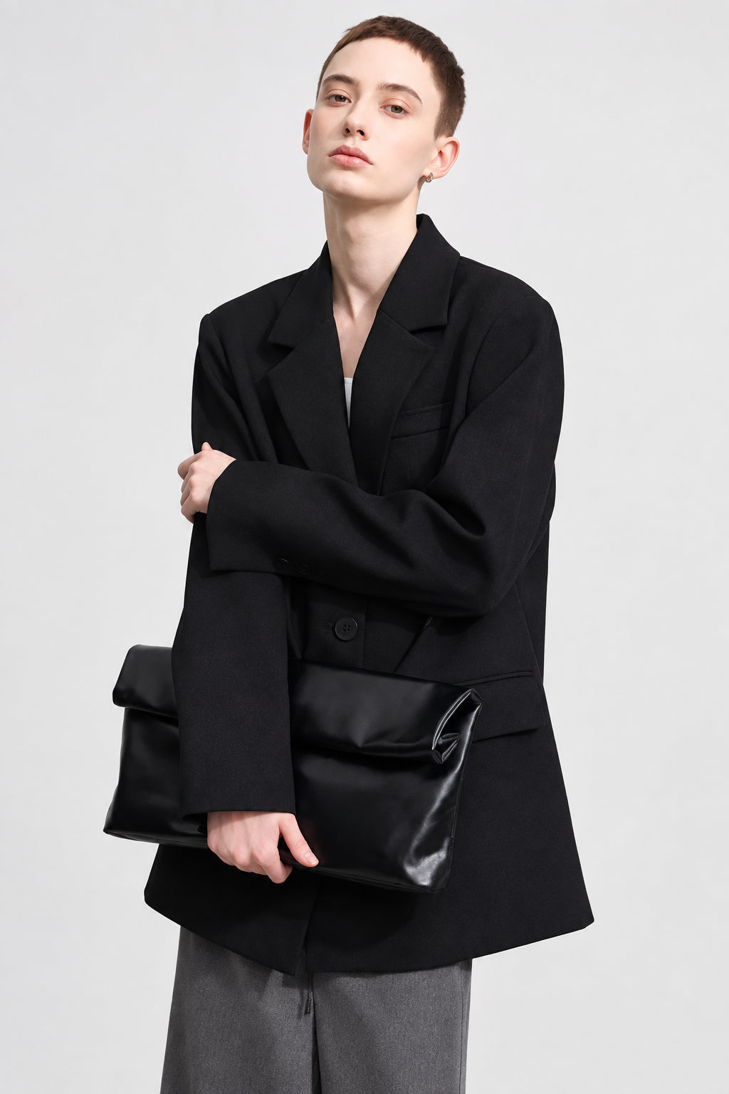 Women's Double Buckle Mid-length Blazer - Versatile Office Jacket