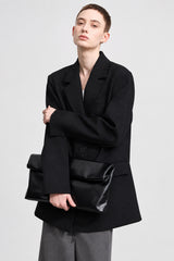 Women's Double Buckle Mid-length Blazer - Versatile Office Jacket