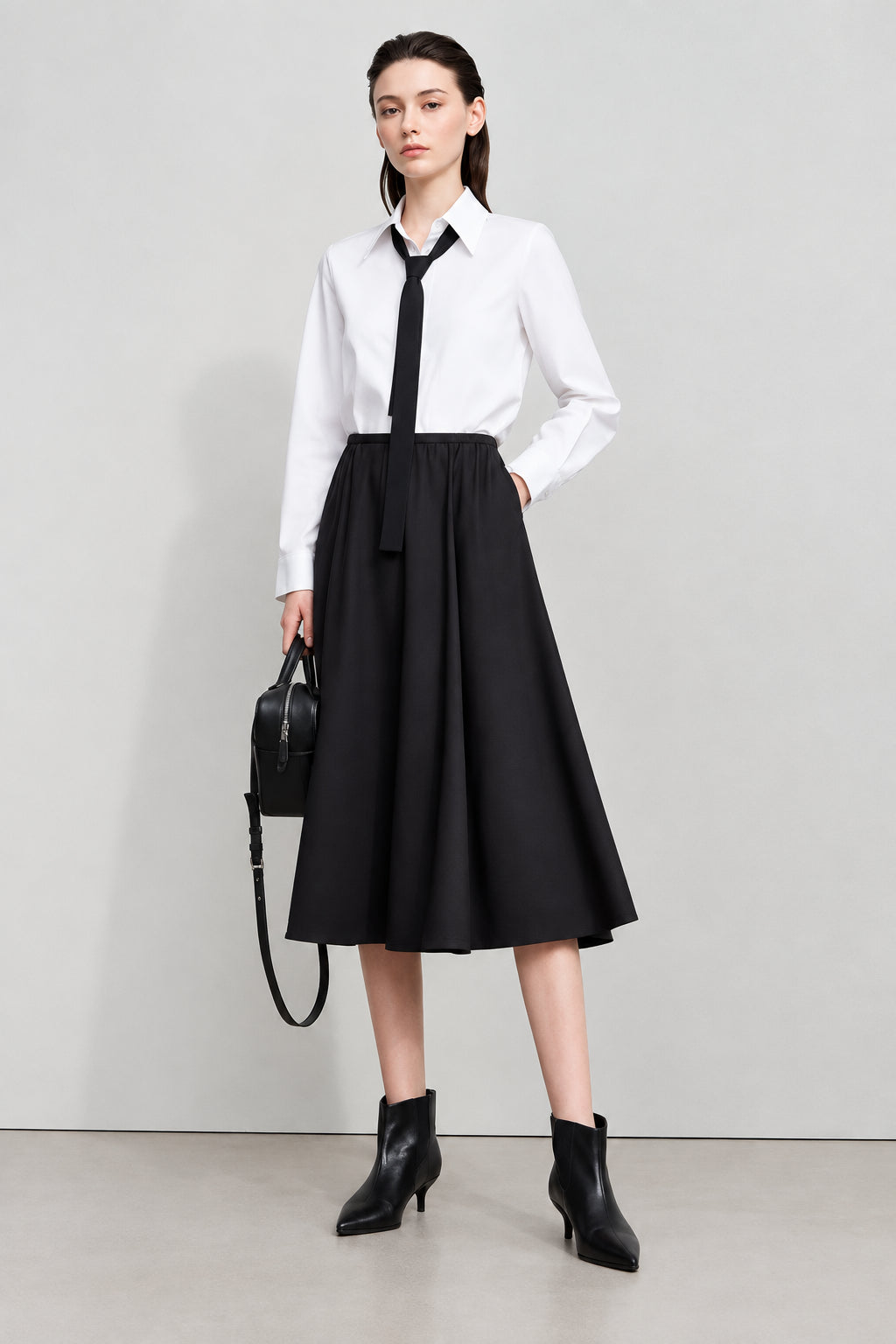 Midi A-Line Skirt - Elegant Office Lady Casual Bottoms