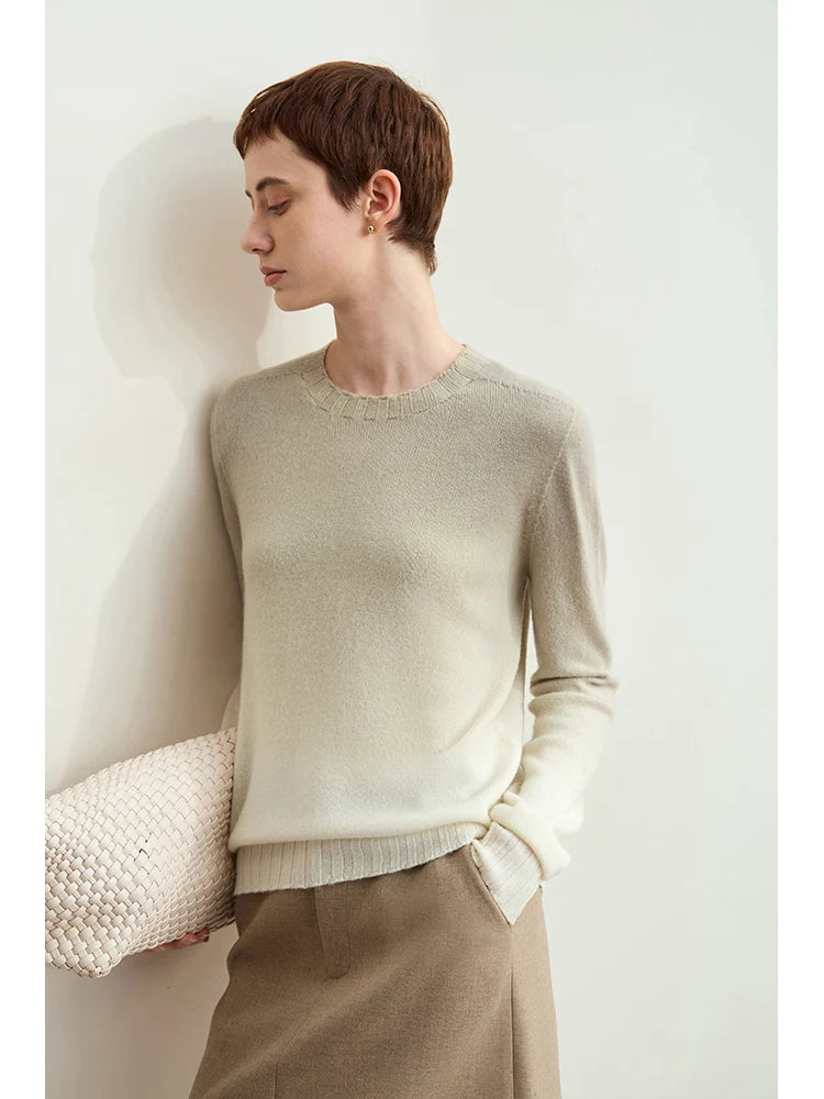 Women's Seamless Ombre Round Neck Sweater | Antibacterial Casual Knit