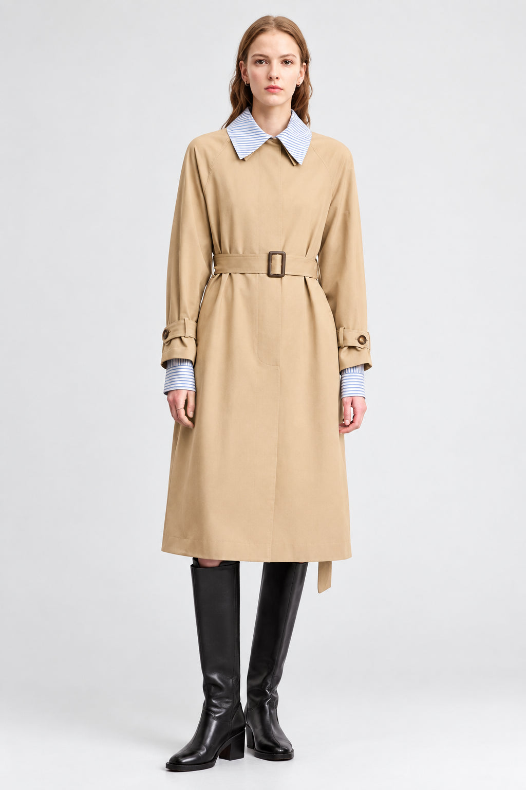 Women's Color Block Patchwork Trench Coat - Autumn Streetwear