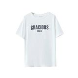 Women's Cotton Letter Print T-Shirt - Loose Fit Summer Tee