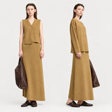Women's Minimalist Knitted Sweater and Skirt Set - Autumn Casual