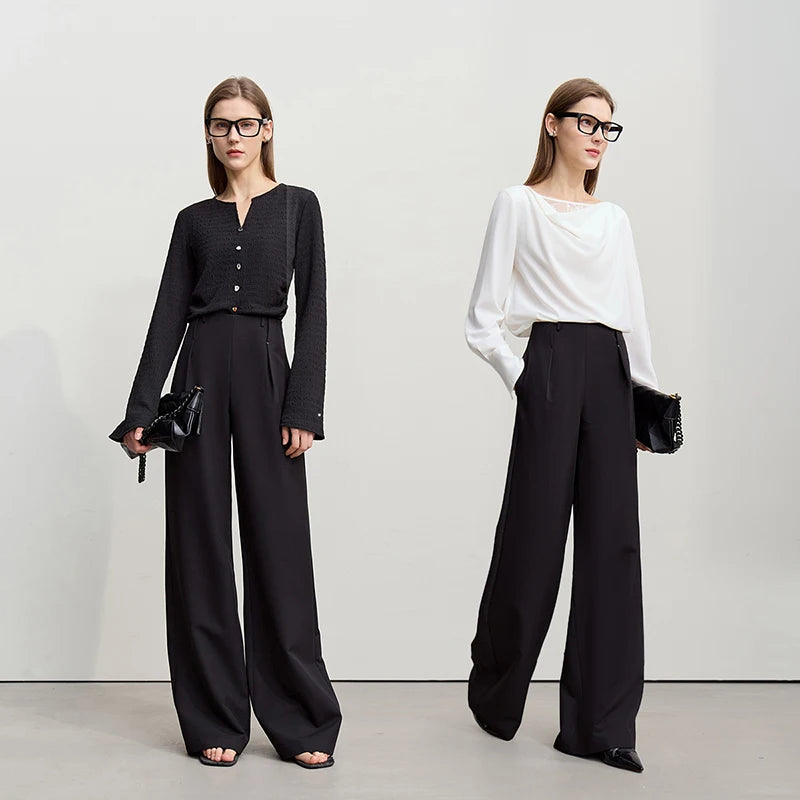 Women's Pleated Wide-Leg Pants - Versatile Casual Trousers