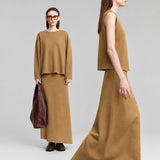 Minimalist Knitted Separates: Autumn Sweater, Vest & Skirt