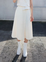 Minimalist A-Line Midi Skirt with Slit & Pockets - Office Wear