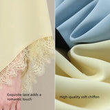Women's V-Neck Chiffon Blouse - Elegant Lace Cuff Pullover Shirt