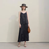Women's Jacquard Lace V-Neck Vest - Elegant Chinese Style Inner Top