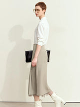 Women's Pleated Patchwork A-Line Skirt - Elegant Autumn Style
