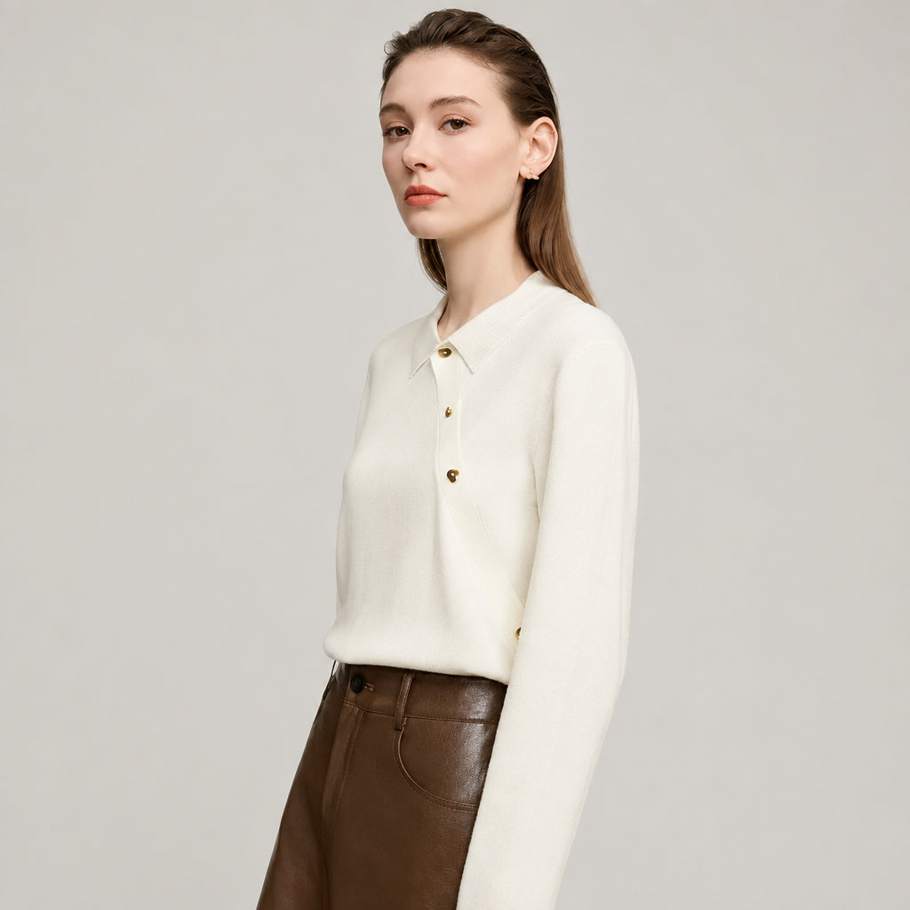 Women's Asymmetrical Knit Sweater - Casual Autumn Long Sleeve Pullover